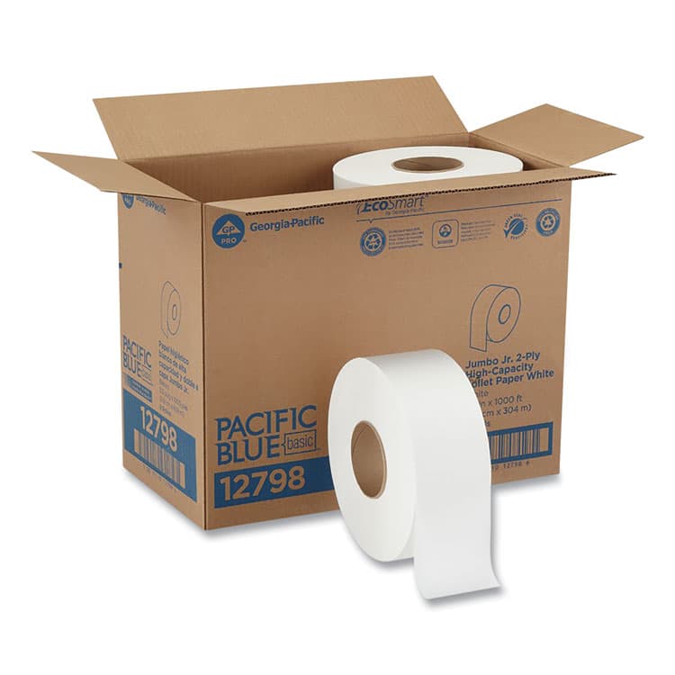 GEORGIA PACIFIC envision Jumbo Jr. Bathroom Tissue Roll, Septic Safe, 2-Ply, 3.3" x 1,000 ft, White, 8 Rolls/Carton (GPC12798)