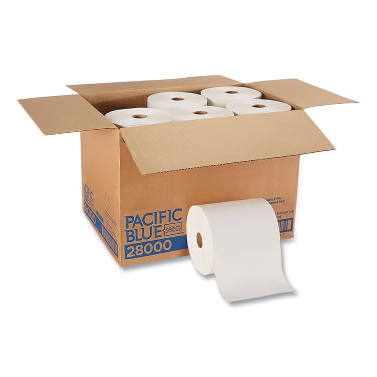 GEORGIA PACIFIC Pacific Blue Select Premium Nonperforated Paper Towels, 2-Ply, 7.88 x 350 ft, White, 12 Rolls/Carton (GPC28000)