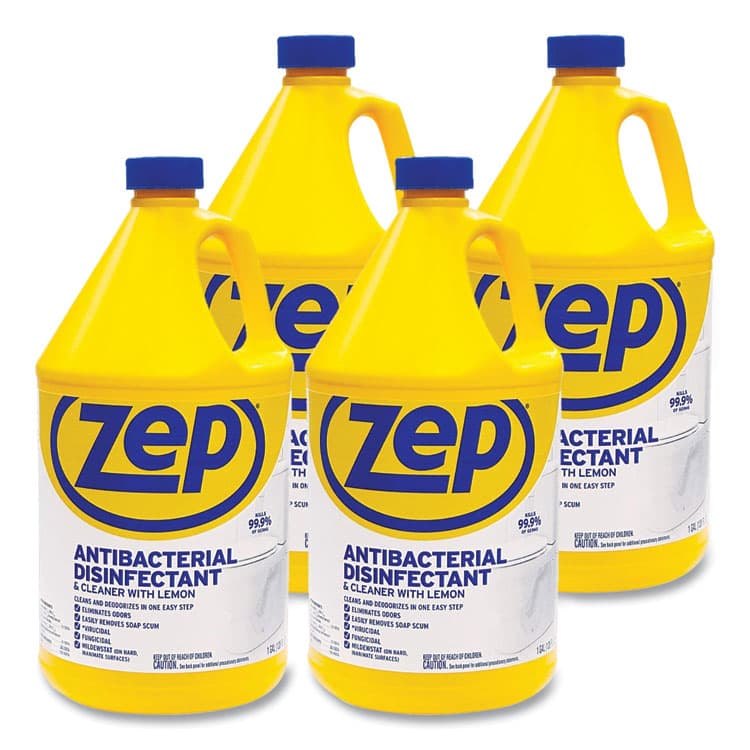 ZEP . Antibacterial Disinfectant, Lemon Scent, 1 gal, 4/Carton (ZPEZUBAC128CT)
