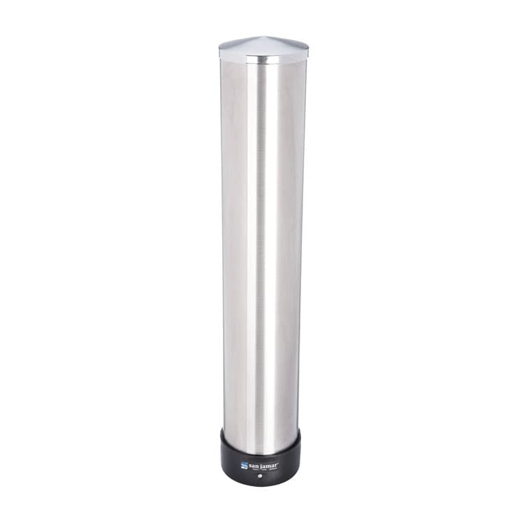 CFS BRANDS Large Water Cup Dispenser with Removable Cap, For 12 oz to 24 oz Cups, Stainless Steel (SJMC3400P)