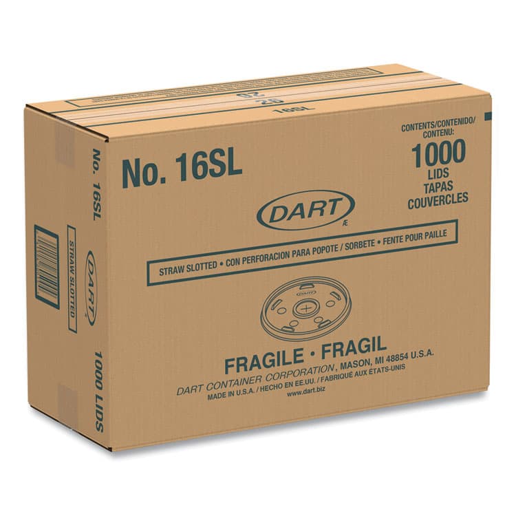 DART Plastic Lids, Straw-Slot Lid, Fits 12 oz to 24 oz Hot/Cold Foam Cups, Translucent, 100/Pack, 10 Packs/Carton (DCC16SL) thumbnail 3