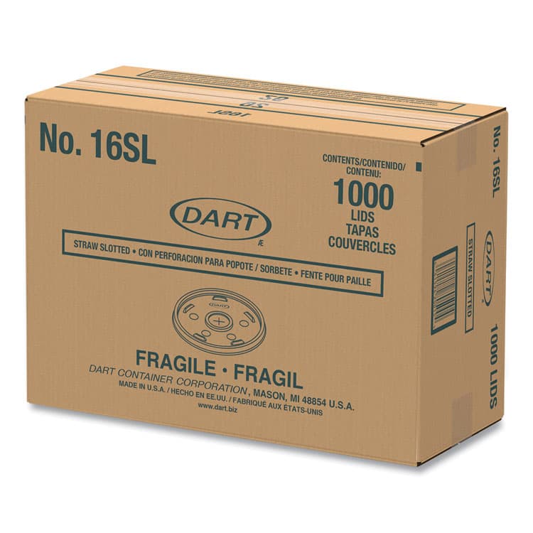 DART Plastic Lids, Straw-Slot Lid, Fits 12 oz to 24 oz Hot/Cold Foam Cups, Translucent, 100/Pack, 10 Packs/Carton (DCC16SL) thumbnail 4