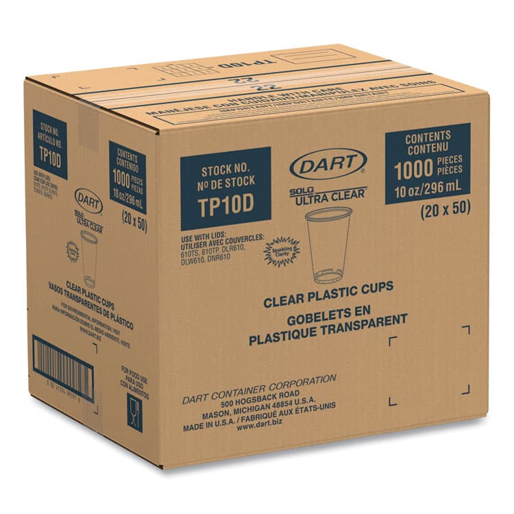 DART Ultra Clear PET Cups, Tall, 10 oz, Plastic, 50/Bag, 20 Bags/Carton (DCCTP10DCT) thumbnail 3