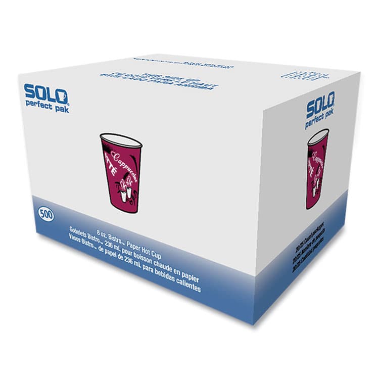 DART Paper Hot Drink Cups in Bistro Design, 8 oz, Maroon, 500/Carton (SCCOF8BI0041) thumbnail 3