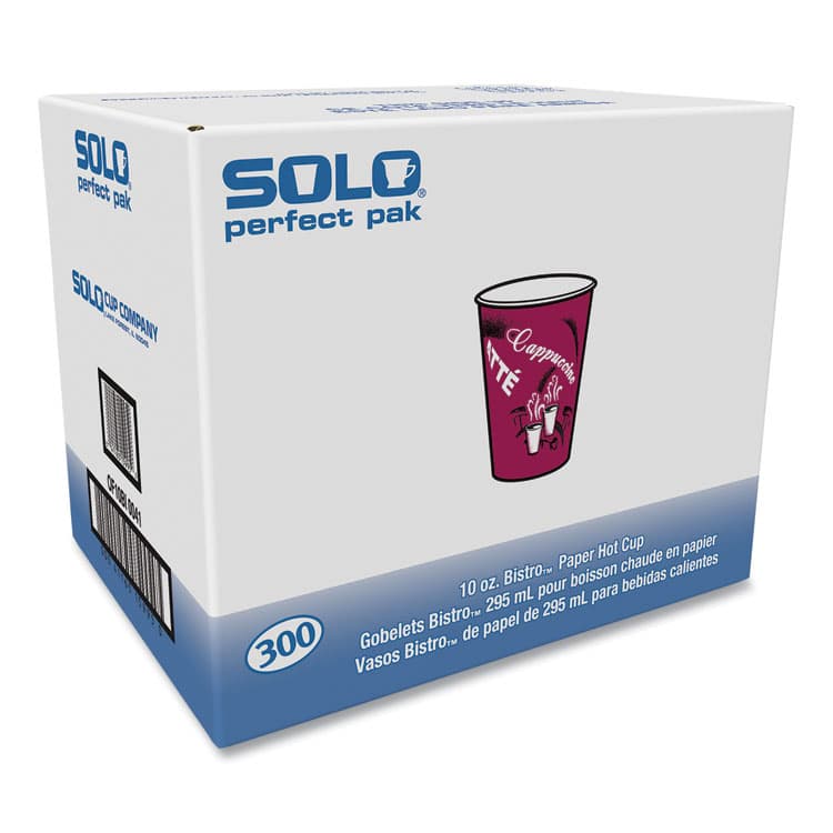 DART Paper Hot Drink Cups in Bistro Design, 10 oz, Maroon, 300/Carton (SCCOF10BI0041) thumbnail 3