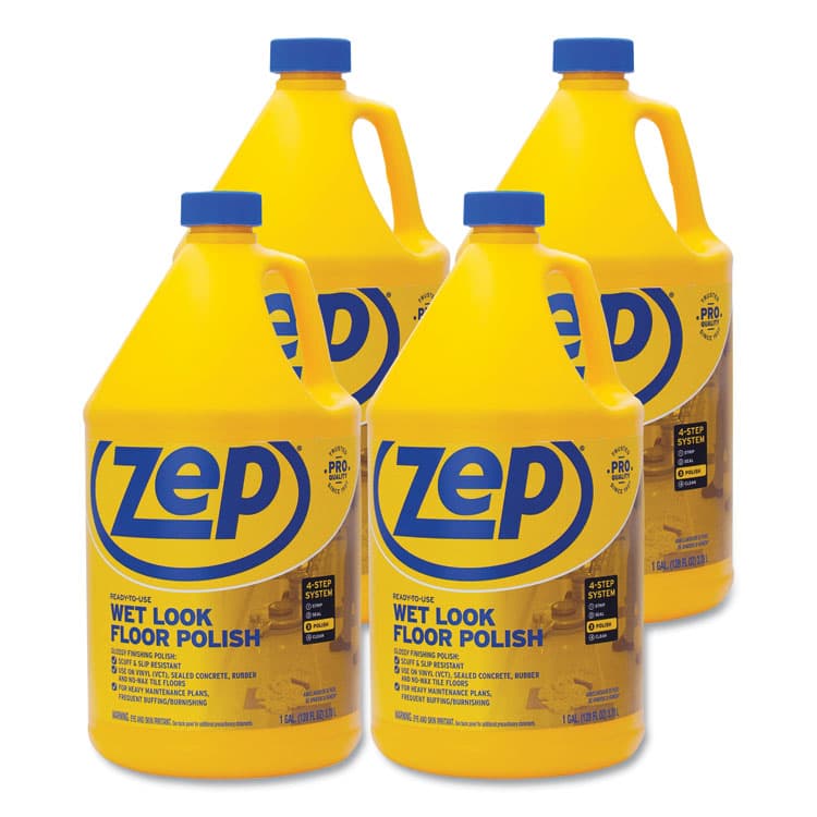 ZEP . Wet Look Floor Polish, 1 gal, 4/Carton (ZPEZUWLFF128CT)