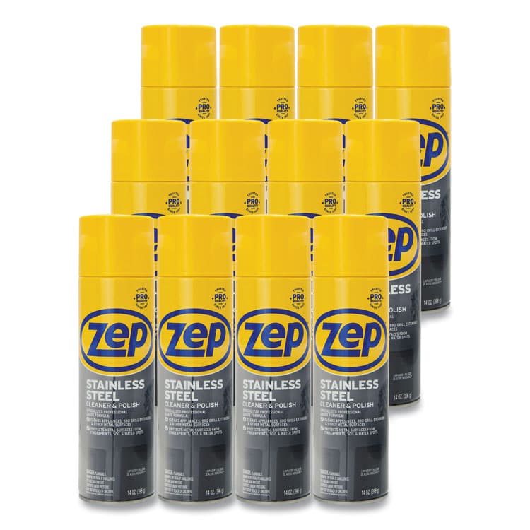 ZEP . Stainless Steel Polish, 14 oz Aerosol Spray, 12/Carton (ZPEZUSSTL14CT)