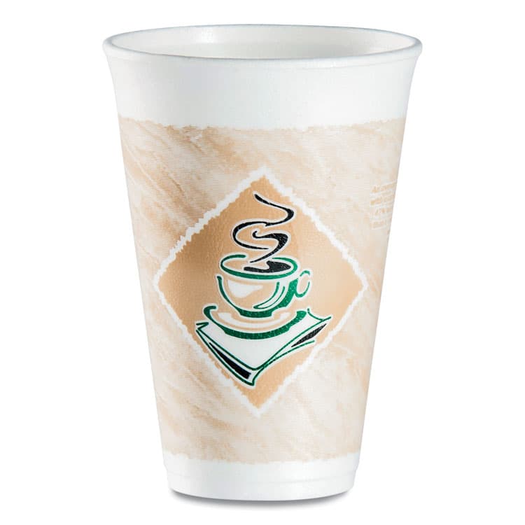 DART Cafe G Foam Hot/Cold Cups, 16 oz, Brown/Green/White, 1,000/Carton (DCC16X16G167318)