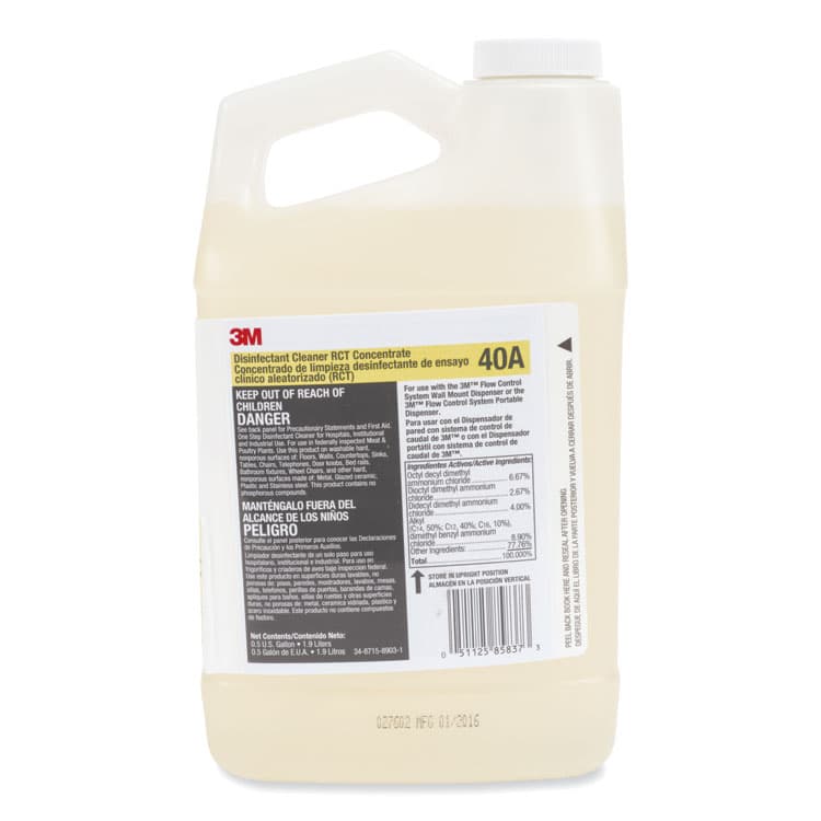 3M/COMMERCIAL TAPE DIV. Disinfectant Cleaner RCT Concentrate, 0.5 gal Bottle, Fragrance-Free, 4/Carton (MMM40A)