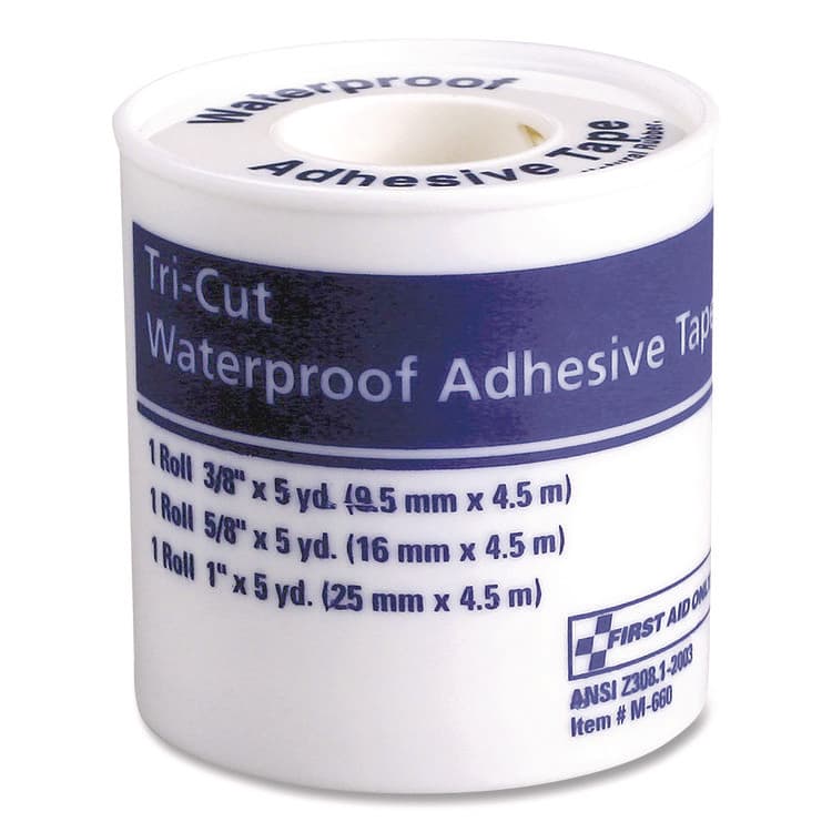 FIRST AID ONLY, . Tri-Cut Waterproof-Adhesive Medical Tape with Dispenser, Tri-Cut Width (0.38", 0.63", 1"), 5 yds Long (FAO730013) thumbnail 4