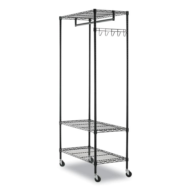 ALERA Wire Shelving Garment Rack, 40 Garments, 48w x 18d x 75h, Black (ALEGR364818BL) thumbnail 2