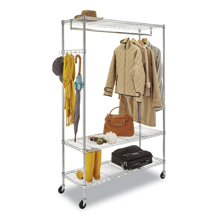 ALERA Wire Shelving Garment Rack, 40 Garments, 48w x 18d x 75h, Silver (ALEGR364818SR) thumbnail 4