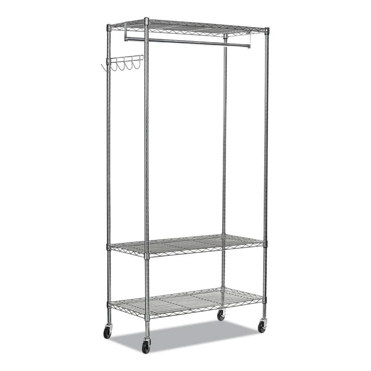 ALERA Wire Shelving Garment Rack, 40 Garments, 48w x 18d x 75h, Silver (ALEGR364818SR)