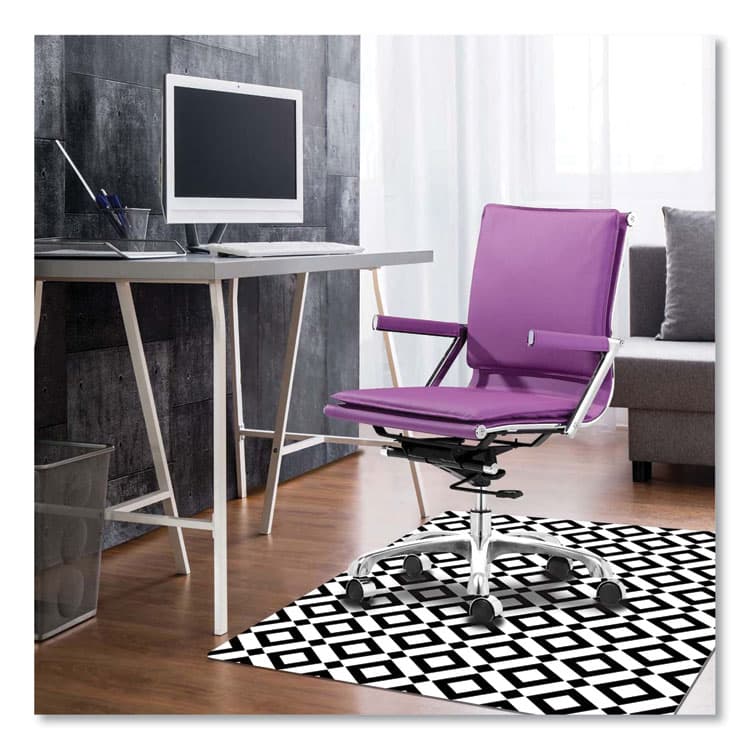DEFLECTO CORPORATION FashionMat Chair Mat for Flat Pile Carpeted and Hard Floors, Rectangular, Straight Edges, 35" x 40", White/Black (DEFCM3540BD) thumbnail 4