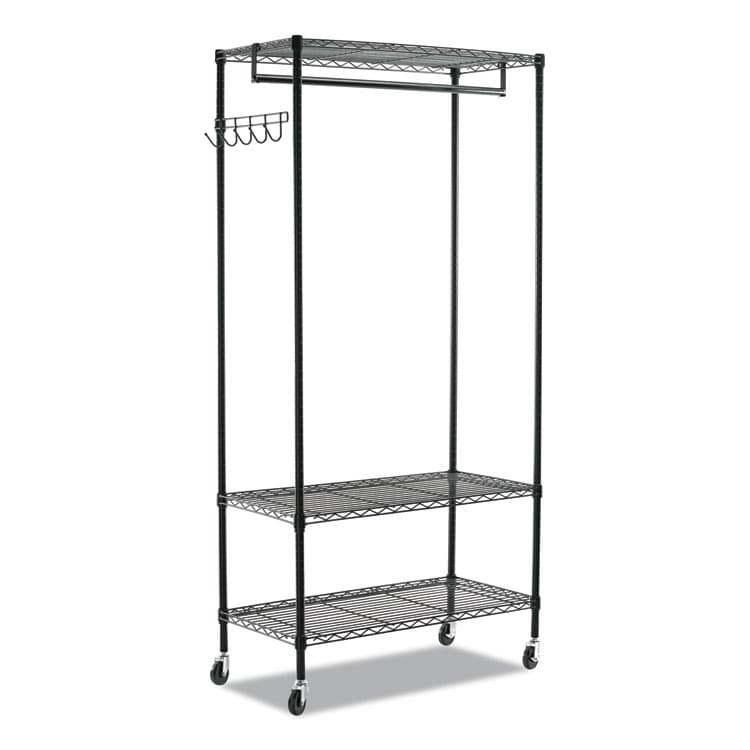 ALERA Wire Shelving Garment Rack, 40 Garments, 48w x 18d x 75h, Black (ALEGR364818BL)