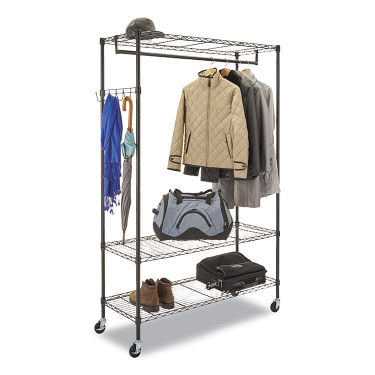 ALERA Wire Shelving Garment Rack, 40 Garments, 48w x 18d x 75h, Black (ALEGR364818BL) thumbnail 4