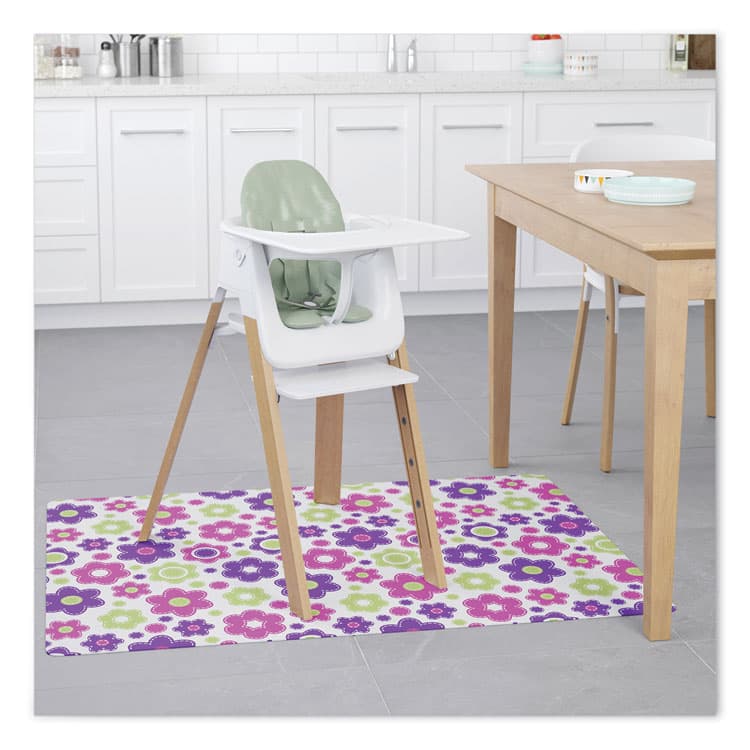 DEFLECTO CORPORATION FashionMat Chair Mat for Flat Pile Carpeted and Hard Floors, Rectangular, Straight Edges, 35" x 40", Pink/Green/Purple (DEFCM3540LD) thumbnail 3