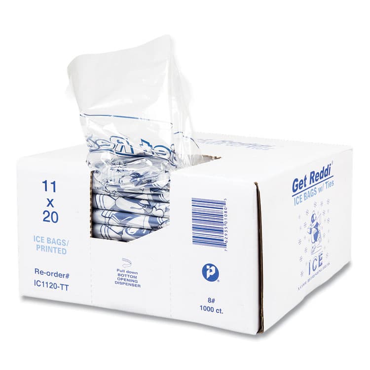 INTEGRATED BAGGING SYSTEMS Ice Bags with Twist-Ties, Ice: Penguin Icon Labeling, 8 lb Capacity, 11" x 20", Clear, 1,000/Carton (IBSIC1120) thumbnail 4