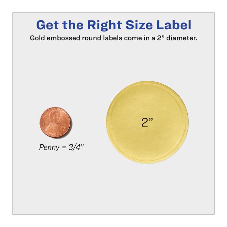 AVERY PRODUCTS CORPORATION Round Labels, Inkjet Printers, 2" dia, Gold, 12/Sheet, 8 Sheets/Pack (AVE22831) thumbnail 4