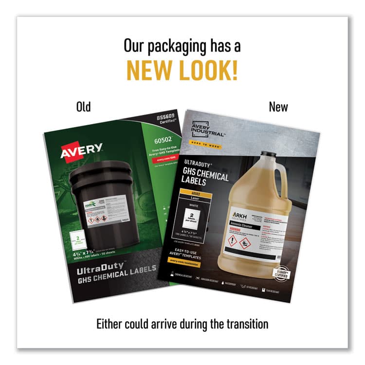 AVERY PRODUCTS CORPORATION UltraDuty GHS Chemical Waterproof and UV Resistant Labels, 4.75 x 7.75, White, 2/Sheet, 50 Sheets/Box (AVE60502) thumbnail 3