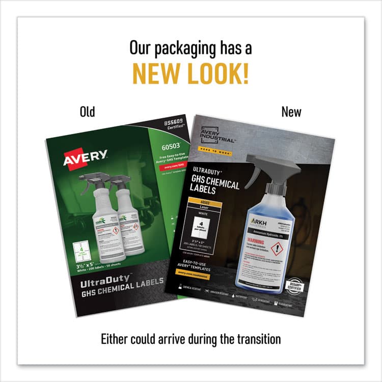 AVERY PRODUCTS CORPORATION UltraDuty GHS Chemical Waterproof and UV Resistant Labels, 3.5 x 5, White, 4/Sheet, 50 Sheets/Box (AVE60503) thumbnail 3