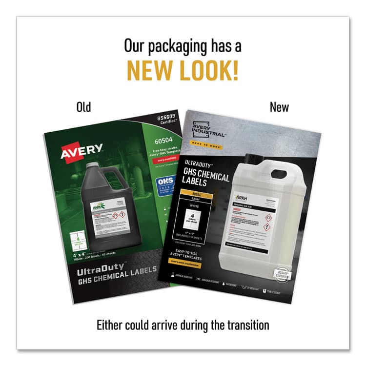 AVERY PRODUCTS CORPORATION UltraDuty GHS Chemical Waterproof and UV Resistant Labels, 4 x 4, White, 4/Sheet, 50 Sheets/Box (AVE60504) thumbnail 3