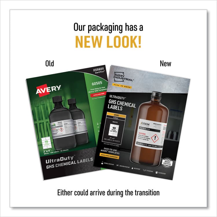 AVERY PRODUCTS CORPORATION UltraDuty GHS Chemical Waterproof and UV Resistant Labels, 2 x 4, White, 10/Sheet, 50 Sheets/Box (AVE60505) thumbnail 3