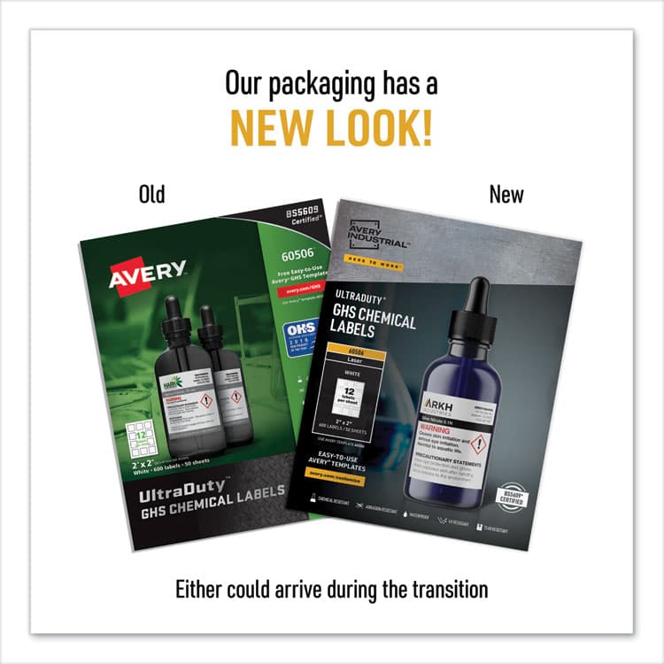 AVERY PRODUCTS CORPORATION UltraDuty GHS Chemical Waterproof and UV Resistant Labels, 2 x 2, White, 12/Sheet, 50 Sheets/Box (AVE60506) thumbnail 3