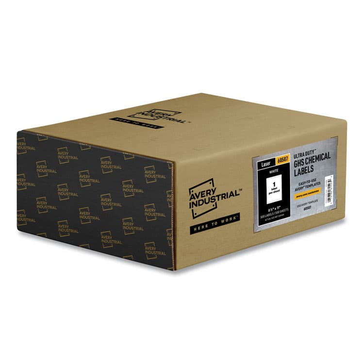 AVERY PRODUCTS CORPORATION UltraDuty GHS Chemical Waterproof and UV Resistant Labels, 8.5 x 11, White, 500/Pack (AVE60507)