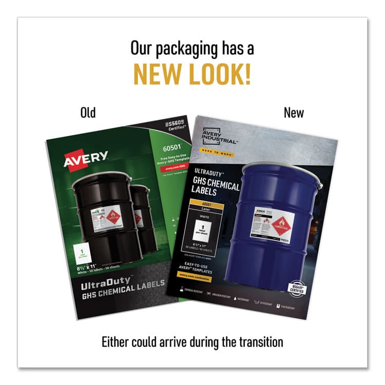 AVERY PRODUCTS CORPORATION UltraDuty GHS Chemical Waterproof and UV Resistant Labels, 8.5 x 11, White, 50/Box (AVE60501) thumbnail 3