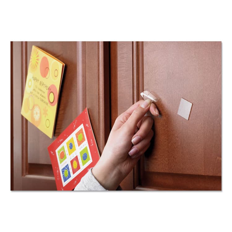 3M/COMMERCIAL TAPE DIV. Restickable Mounting Tabs, Holds Up to 0.25 lb, 1" x 1", Clear, 18/Pack (MMMR100) thumbnail 4