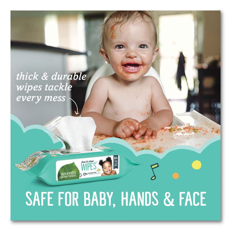 SEVENTH GENERATION Free and Clear Baby Wipes, 7 x 7, Refill, Unscented, White, 256/Pack, 3 Packs/Carton (SEV34219CT) thumbnail 4