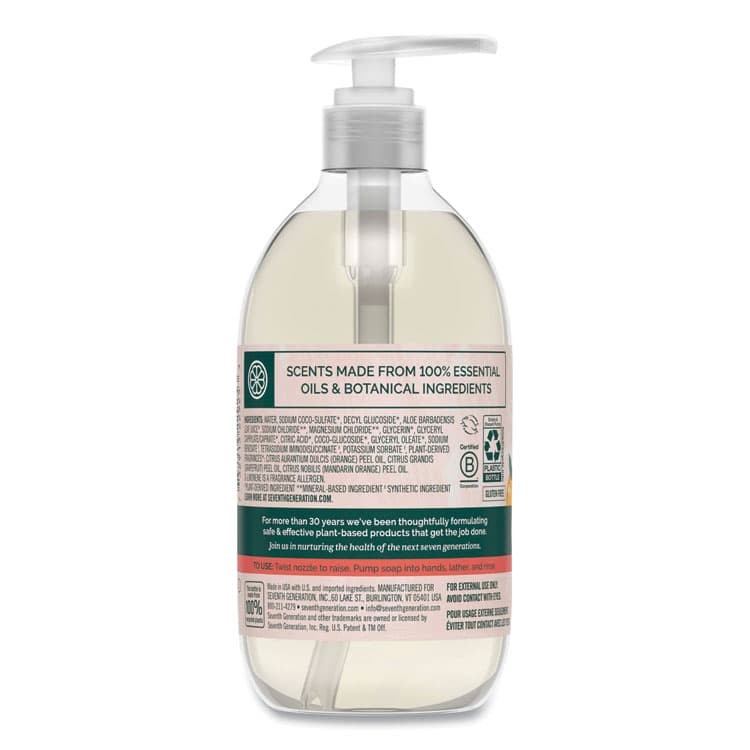 SEVENTH GENERATION Natural Hand Wash, Mandarin Orange and Grapefruit Scent, 12 oz, 8/Carton (SEV22925CT) thumbnail 2