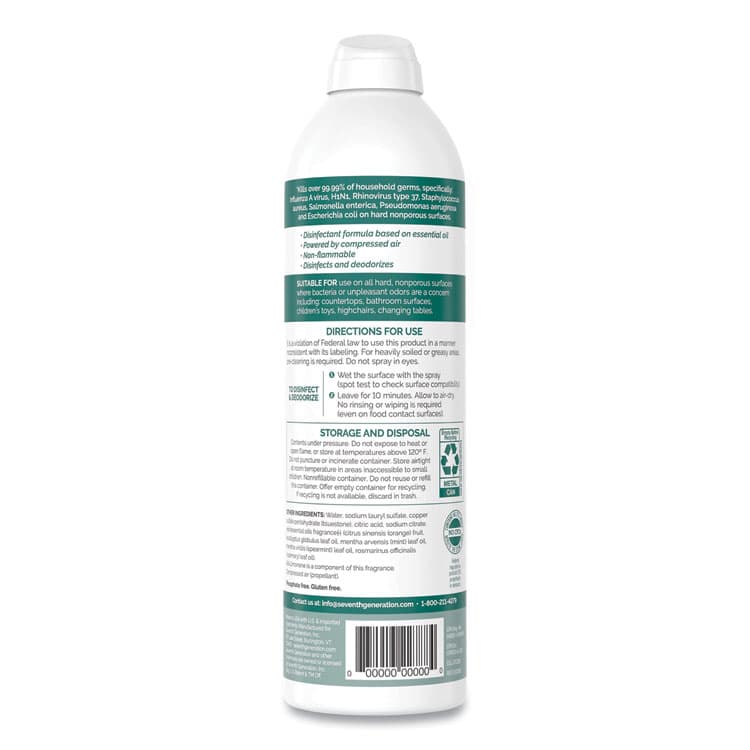 SEVENTH GENERATION Disinfectant Sprays, Eucalyptus/Spearmint/Thyme, 13.9 oz Spray Bottle, 8/Carton (SEV22981) thumbnail 2