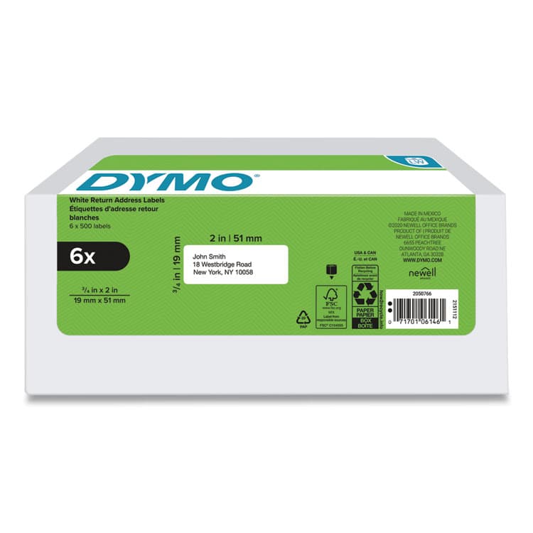 DYMO LW Address Labels, 0.75" x 2", White, 500 Labels/Roll, 6 Rolls/Pack (DYM2050766) thumbnail 2