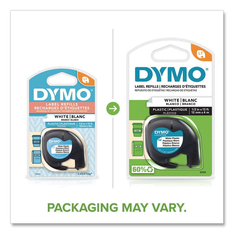 DYMO LetraTag Plastic Label Tape Cassette, 0.5" x 13 ft, White (DYM91331) thumbnail 2