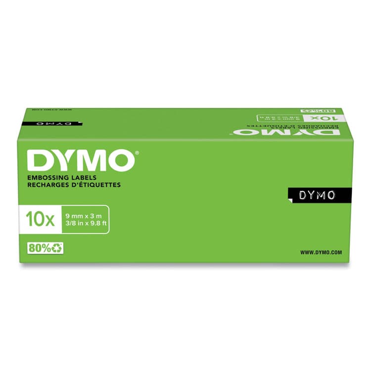 DYMO Self-Adhesive Glossy Labeling Tape for Embossers, 0.37" x 9.8 ft Roll, Black (DYM520109) thumbnail 2