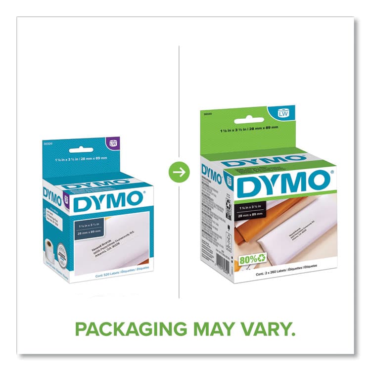 DYMO LabelWriter Address Labels, 1.12 x 3.5, White, 260 Labels/Roll, 2 Rolls/Pack (DYM30320) thumbnail 2