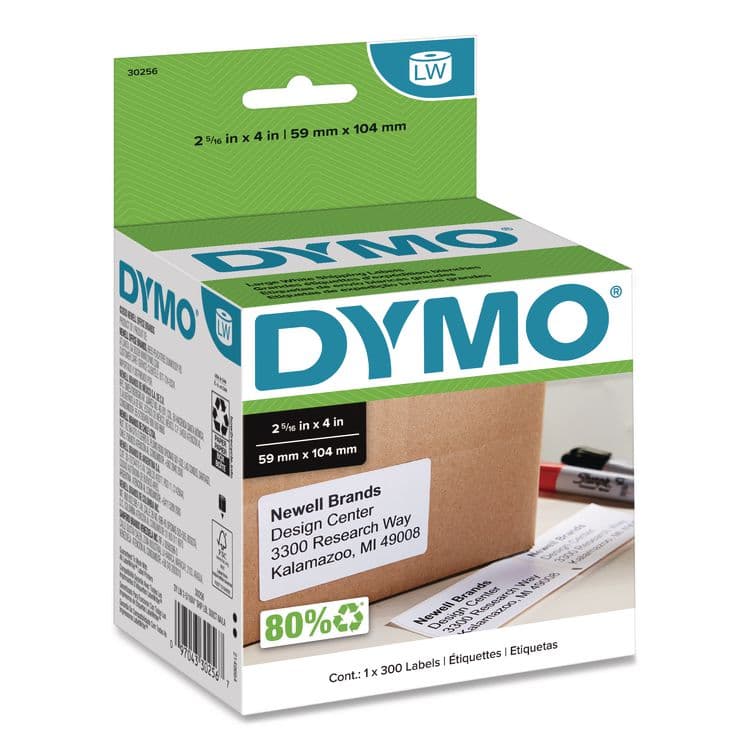 DYMO LabelWriter Shipping Labels, 2.31" x 4", White, 300 Labels/Roll (DYM30256)