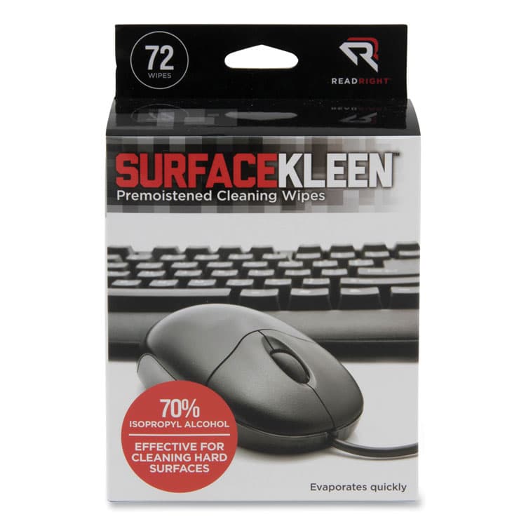READ/RIGHT SurfaceKleen Premoistened Alcohol Cleaning Wipes, 5 x 5, Individual Foil Packets, Unscented, White, 72/Box (REARR15109)