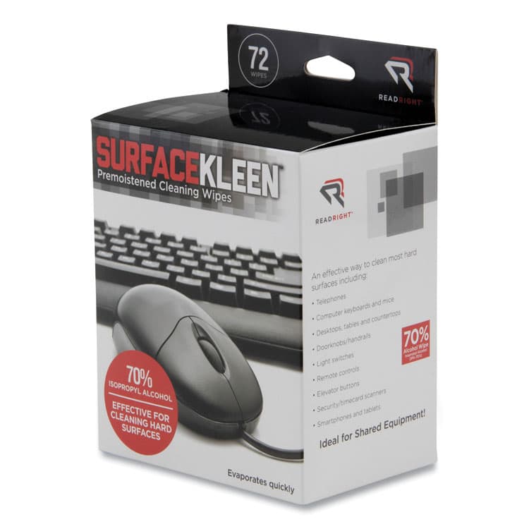 READ/RIGHT SurfaceKleen Premoistened Alcohol Cleaning Wipes, 5 x 5, Individual Foil Packets, Unscented, White, 72/Box (REARR15109) thumbnail 3