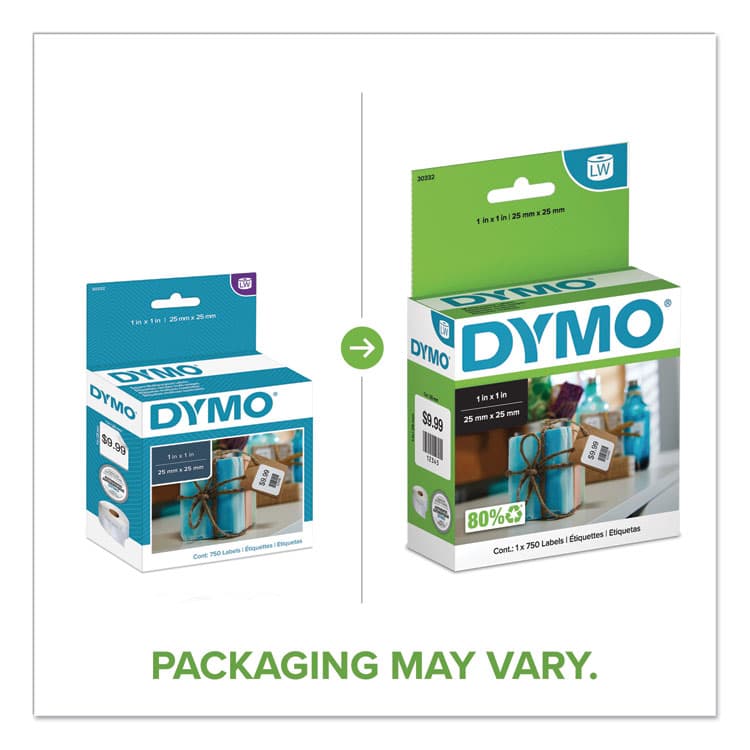 DYMO LabelWriter Multipurpose Labels, 1" x 1", White, 750 Labels/Roll (DYM30332) thumbnail 2