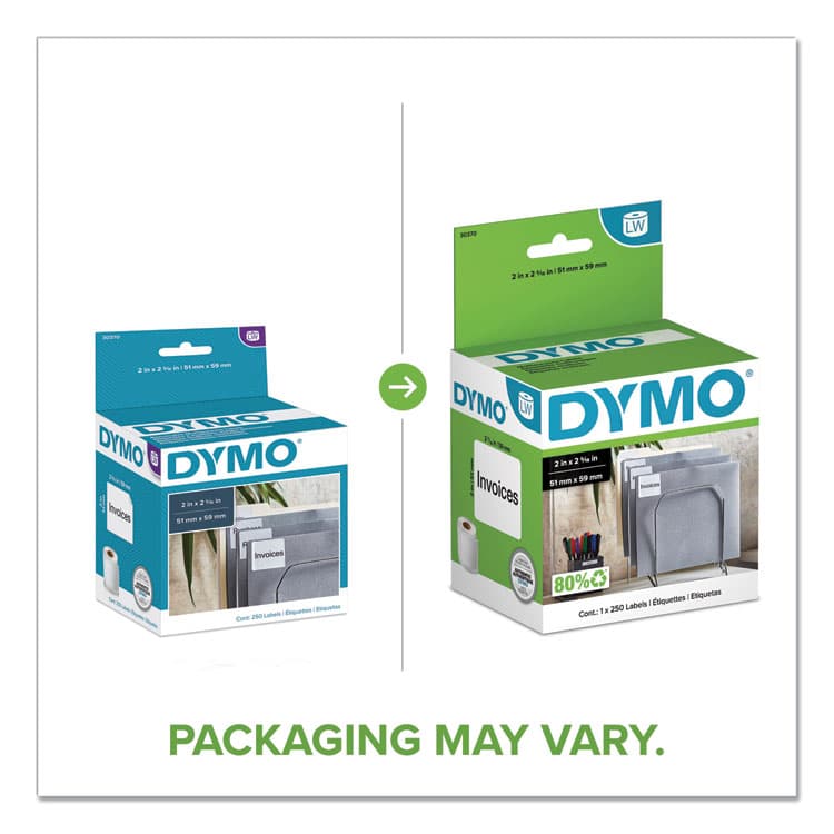 DYMO LabelWriter Multipurpose Labels, 2" x 2.31", White, 250 Labels/Roll (DYM30370) thumbnail 2