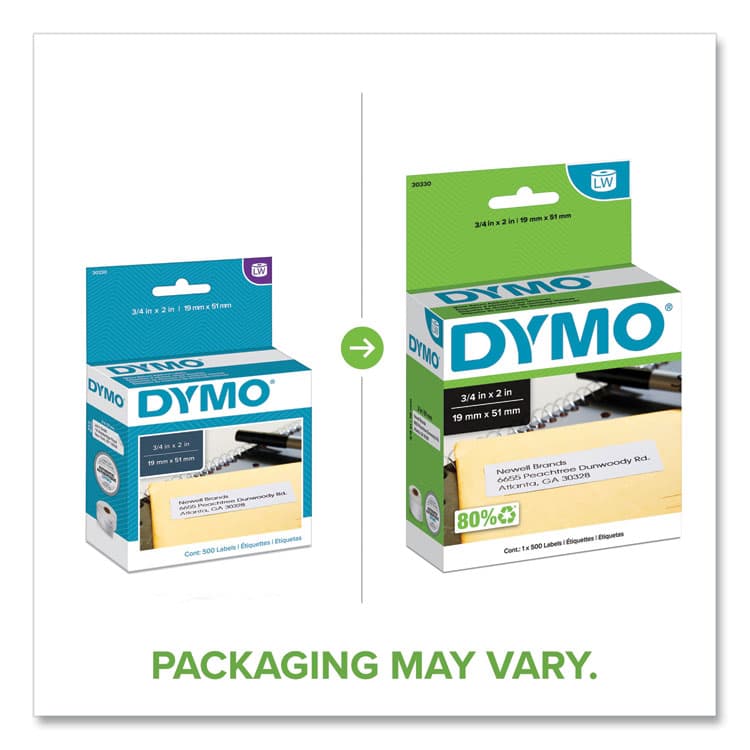 DYMO LabelWriter Return Address Labels, 0.75" x 2", White, 500 Labels/Roll (DYM30330) thumbnail 2