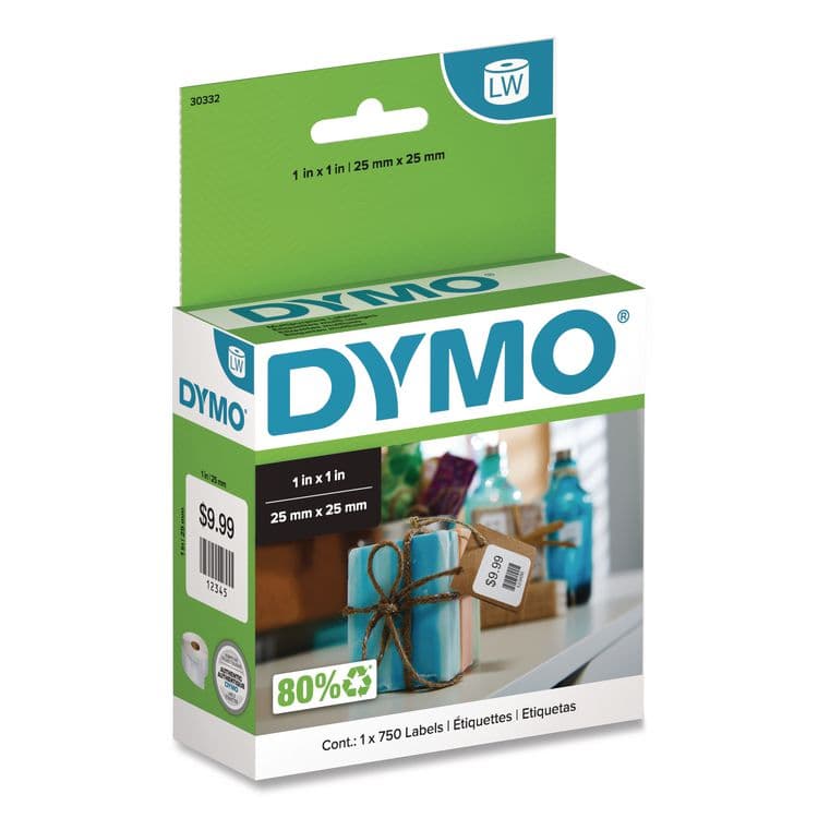 DYMO LabelWriter Multipurpose Labels, 1" x 1", White, 750 Labels/Roll (DYM30332)