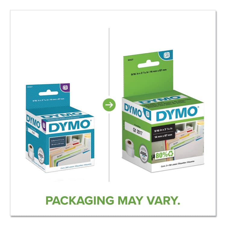 DYMO LabelWriter 1-UP File Folder Labels, 0.56" x 3.43", White, 130 Labels Roll, 2 Rolls/Pack (DYM30327) thumbnail 3