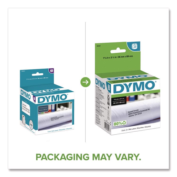 DYMO LabelWriter Address Labels, 1.4" x 3.5", White, 260 Labels/Roll, 2 Rolls/Pack (DYM30321) thumbnail 2