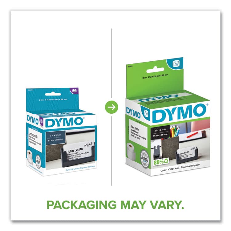 DYMO LabelWriter Business/Appointment Cards, 2" x 3.5", White, 300 Labels/Roll (DYM30374) thumbnail 2