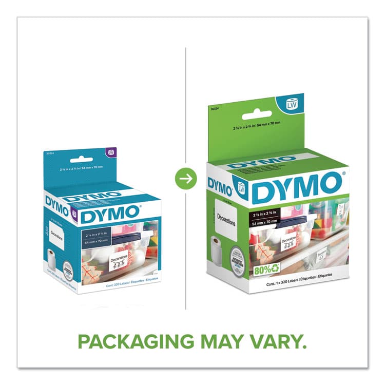 DYMO LW Multipurpose Labels, 2.75" x 2.12", White, 320 Labels/Roll (DYM30324) thumbnail 2