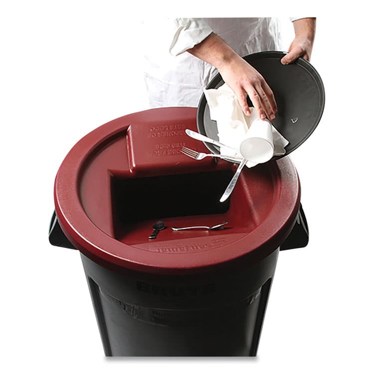 CFS BRANDS KatchAll Flatware Retriever, Round, 24" Diameter x 9h, 32/44 gal Capacity, Red (SJMKA3244) thumbnail 3